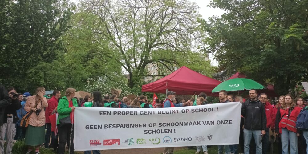 Een actie van de Belangenbond voor betere arbeidsvoorwaarden voor schoonmakers.