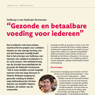 Solikoop Radicale Vernieuwer: “Gezonde en betaalbare voeding voor iedereen”